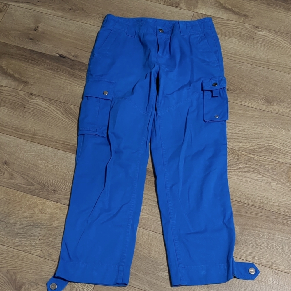 Ralph Lauren Cargo Pants Blue Crop Twill Cotton Rayon LRL Women's Size 2